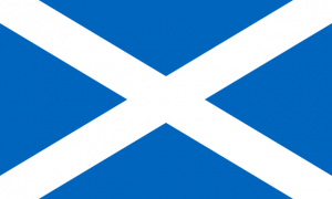 Flag of Scotland (public domain) via Wikimedia Commons