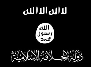 Flag used by Islamic State. Image via Facebook.