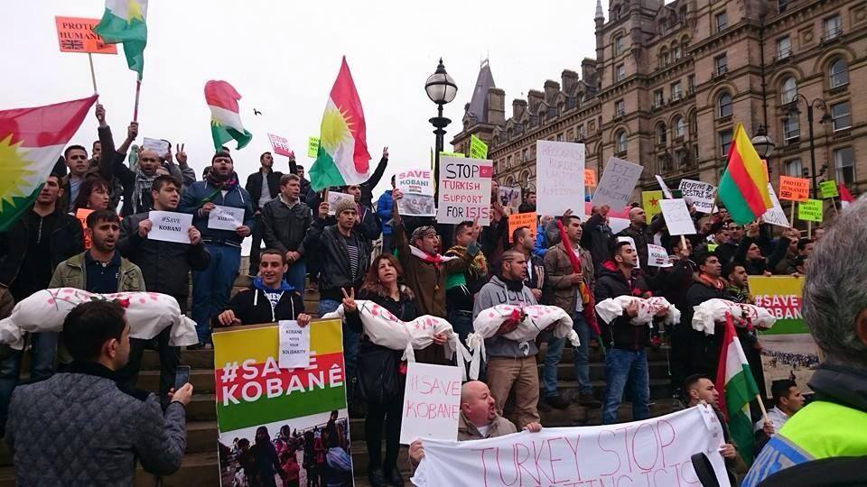 Protesters in support of Kobani. Image via FaceBook.