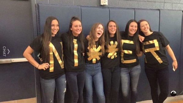 Six students at Desert Vista High School in Ahwatukee — a suburb of Phoenix, Arizona — took a picture proudly wearing shirts spelling out a racial slur that swept through social media this Friday. Image via Facebook.