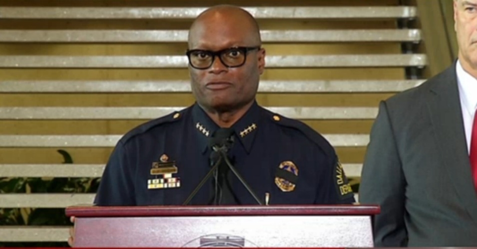 Dallas Police Chief David Brown giving a press conference on Friday morning. (Screenshot)